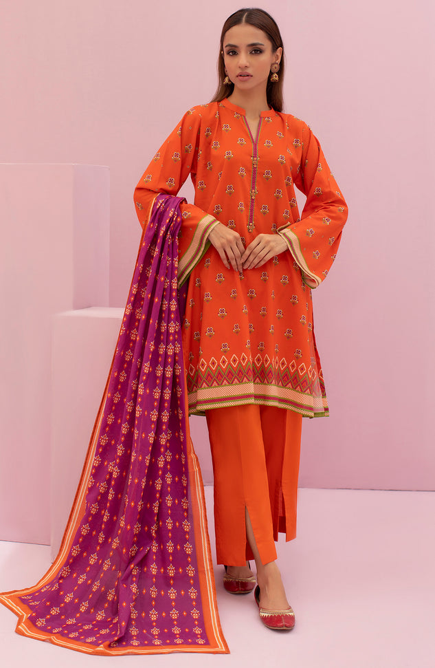 OTL-22-098/U ORANGE LAWN  UNSTITCHED SHIRT DUPATTA PANTS