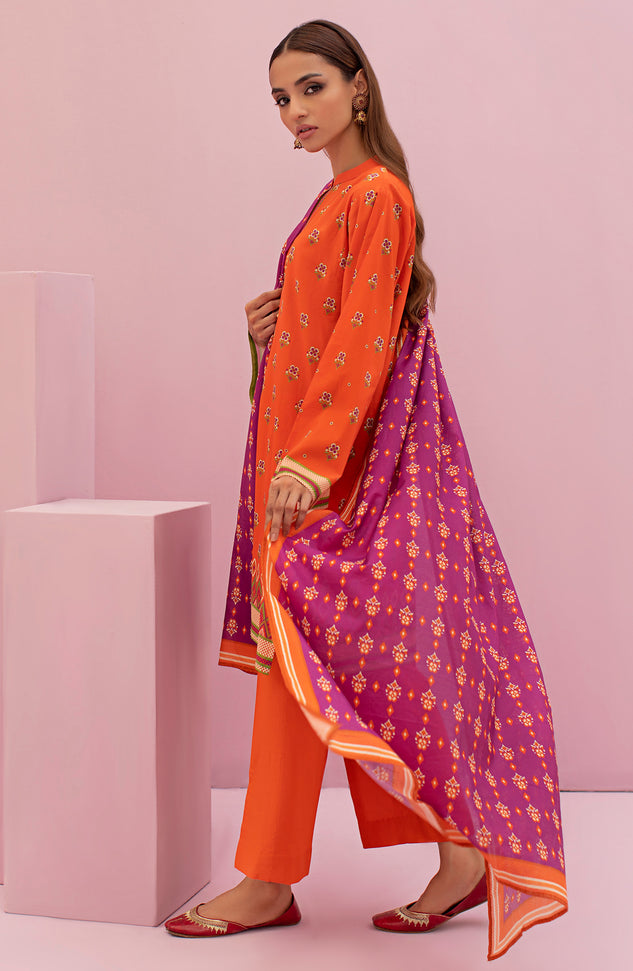 OTL-22-098/U ORANGE LAWN  UNSTITCHED SHIRT DUPATTA PANTS