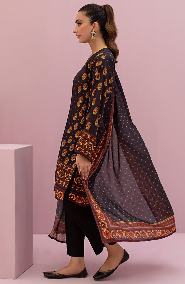 OTL-22-097/U BLACK LAWN  UNSTITCHED SHIRT DUPATTA PANTS