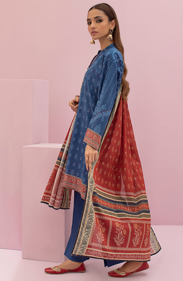 OTL-22-101/U BLUE LAWN  UNSTITCHED SHIRT DUPATTA PANTS
