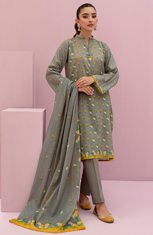 OTL-22-124/U GREY LAWN  UNSTITCHED SHIRT DUPATTA PANTS