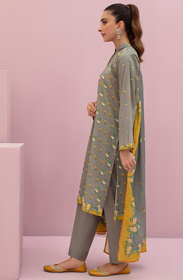 OTL-22-124/U GREY LAWN  UNSTITCHED SHIRT DUPATTA PANTS