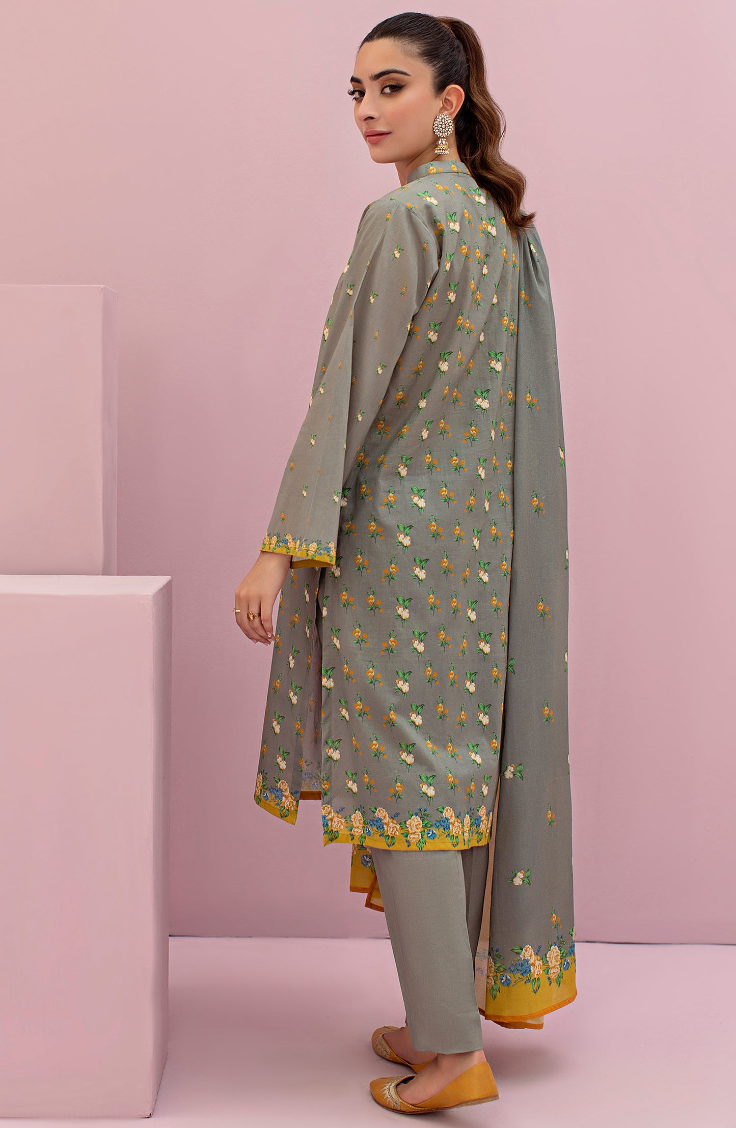 OTL-22-124/U GREY LAWN  UNSTITCHED SHIRT DUPATTA PANTS