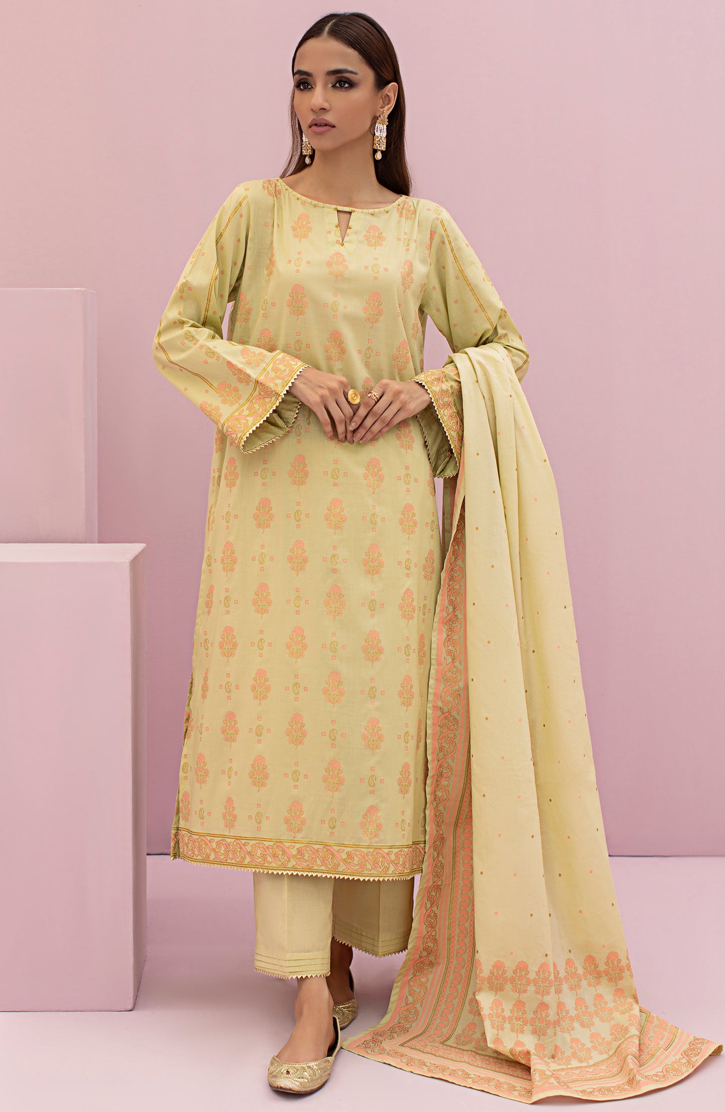 OTL-22-081/U GREEN LAWN  UNSTITCHED SHIRT DUPATTA PANTS