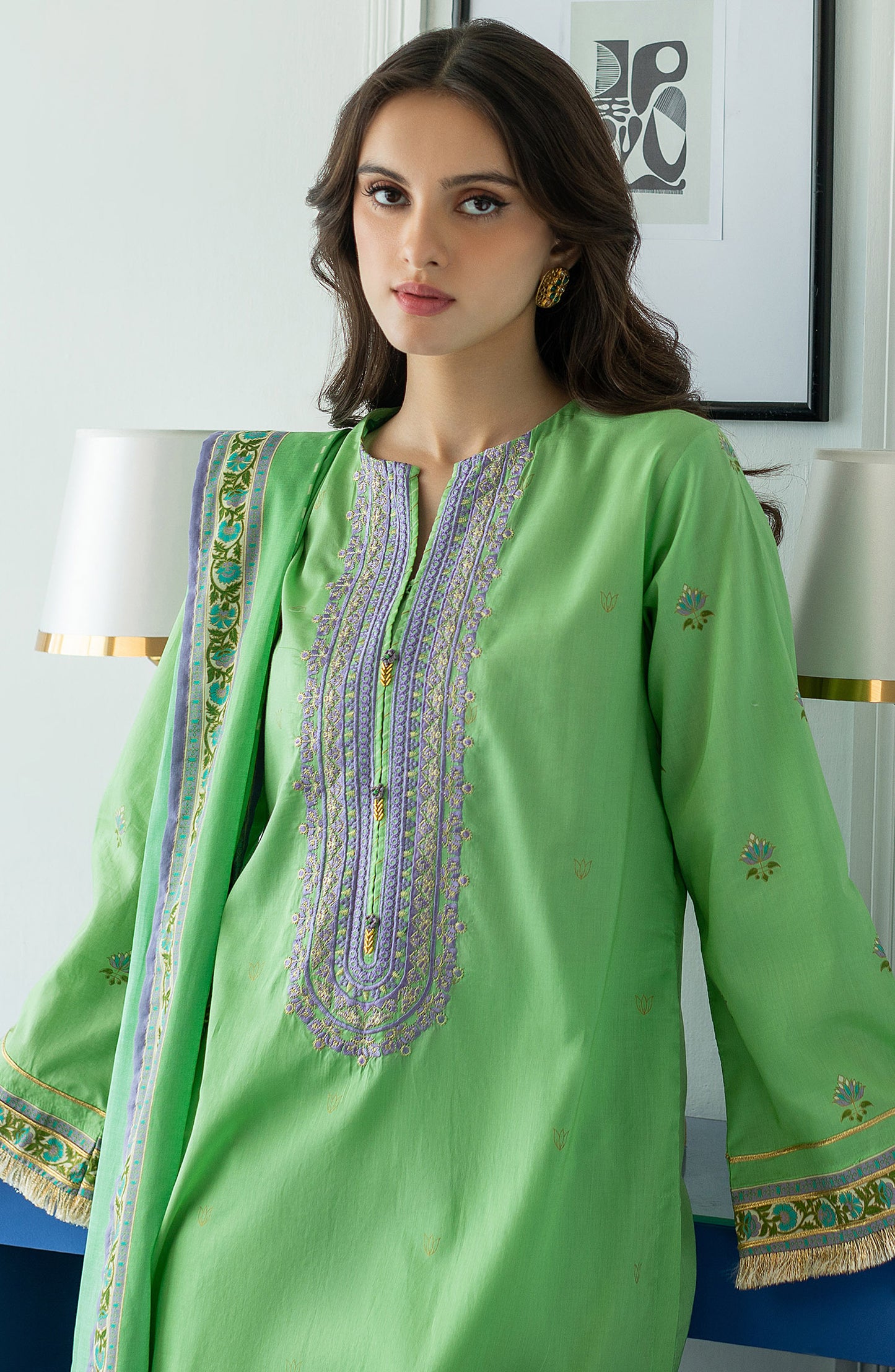 OTL-23-026/U GREEN LAWN  UNSTITCHED SHIRT DUPATTA PANTS