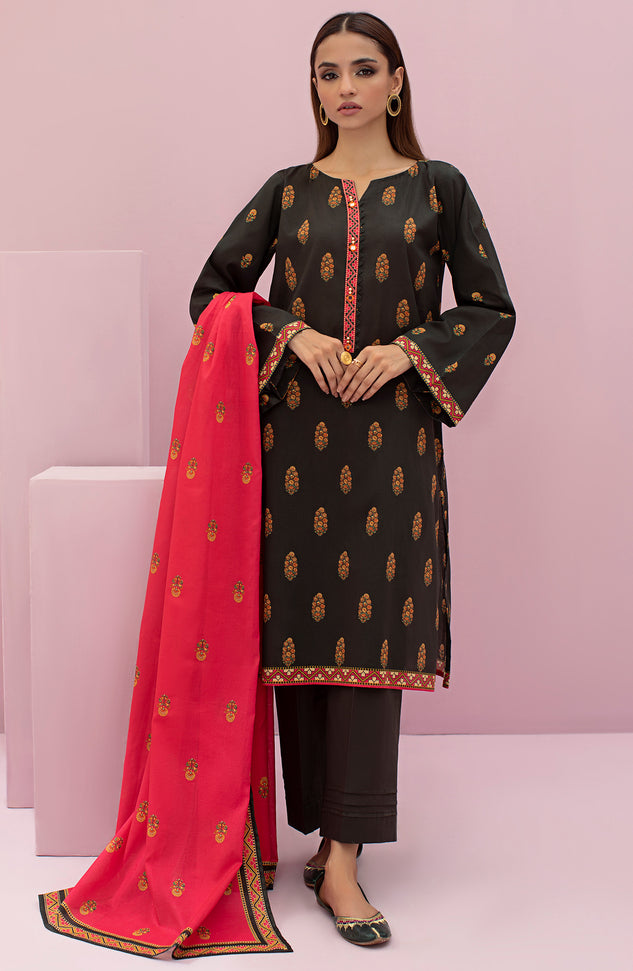 OTL-22-096/U BLACK LAWN  UNSTITCHED SHIRT DUPATTA PANTS