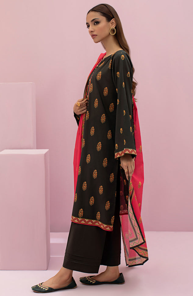OTL-22-096/U BLACK LAWN  UNSTITCHED SHIRT DUPATTA PANTS