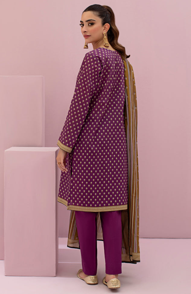 OTL-22-120/U PURPLE LAWN  UNSTITCHED SHIRT DUPATTA PANTS