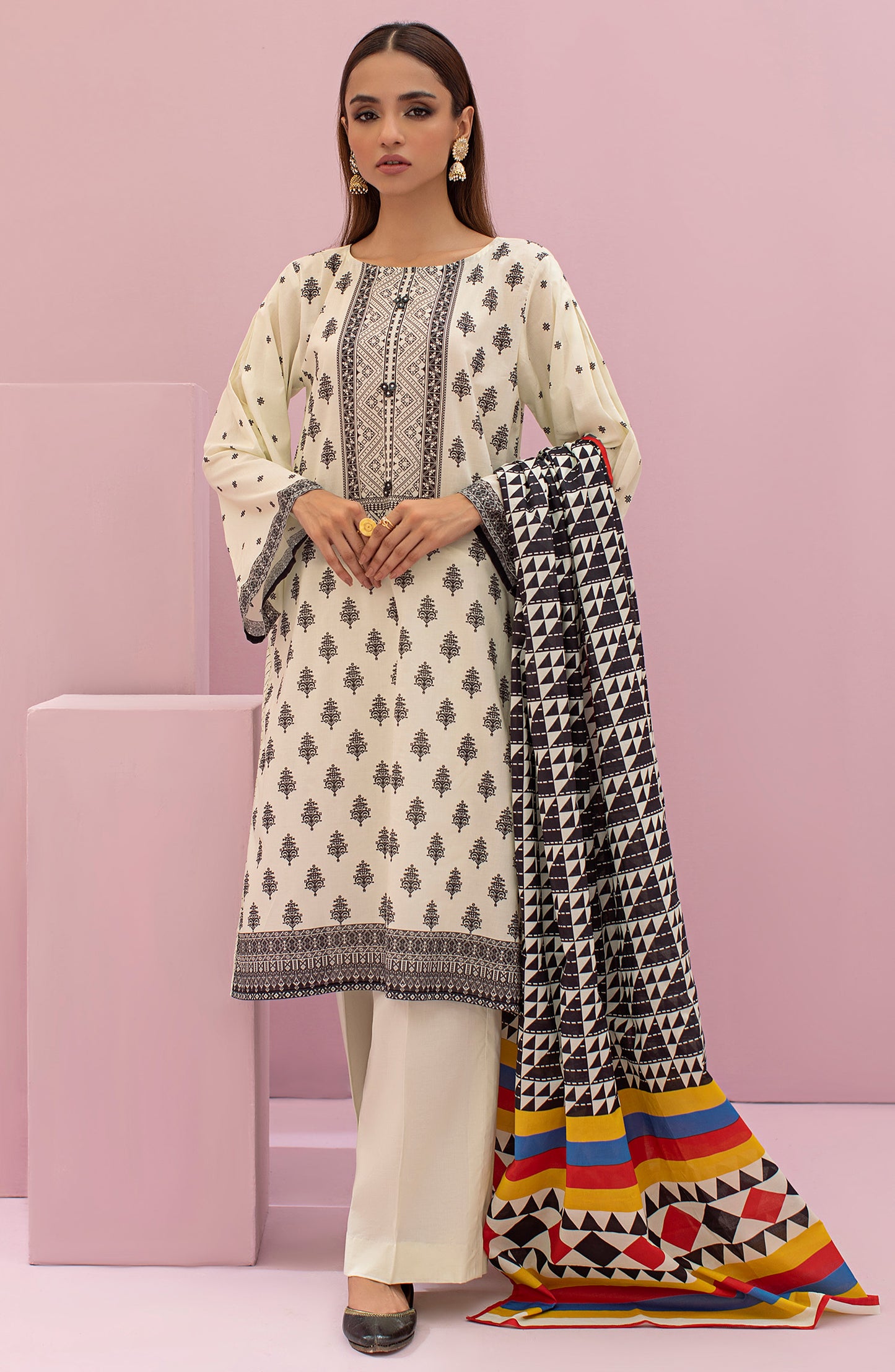 OTL-22-111/U OFF WHITE LAWN  UNSTITCHED SHIRT DUPATTA PANTS