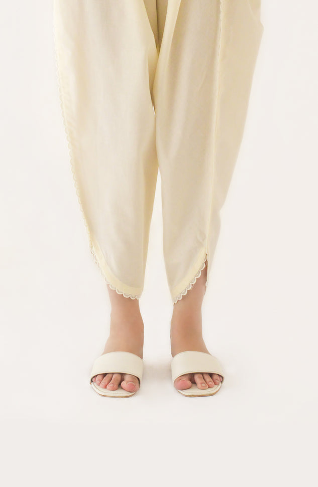 NRP-129/S CREAM CAMBRIC SCSHALWAR STITCHED BOTTOMS SHALWAR