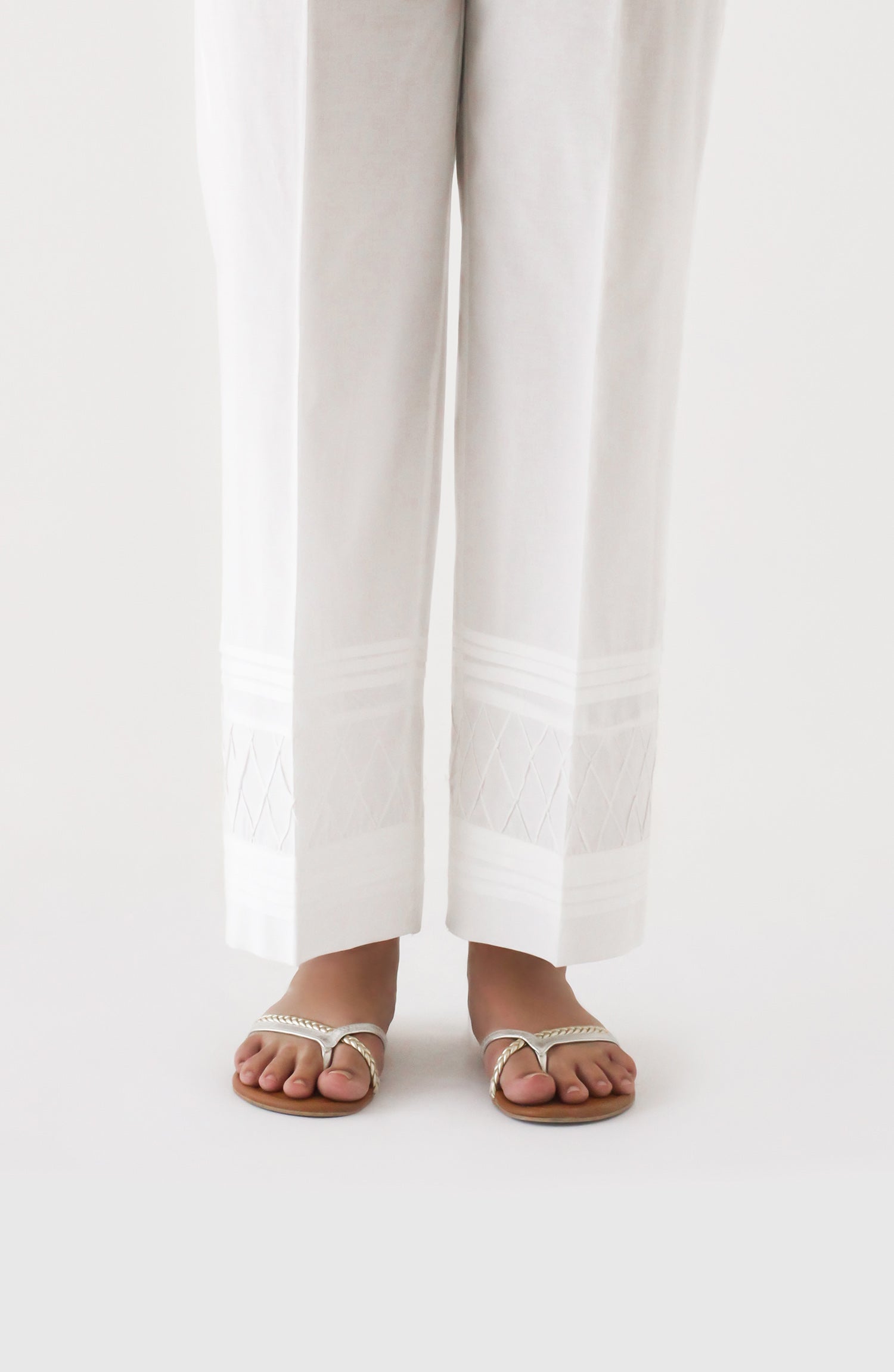 NRP-121/S WHITE CAMBRIC SCPANTS STITCHED BOTTOMS PANTS