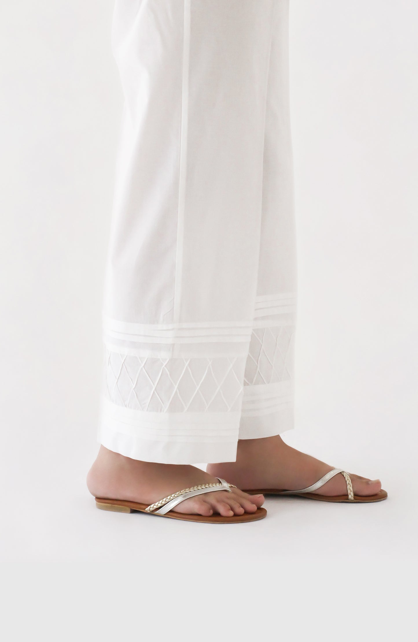 NRP-121/S WHITE CAMBRIC SCPANTS STITCHED BOTTOMS PANTS