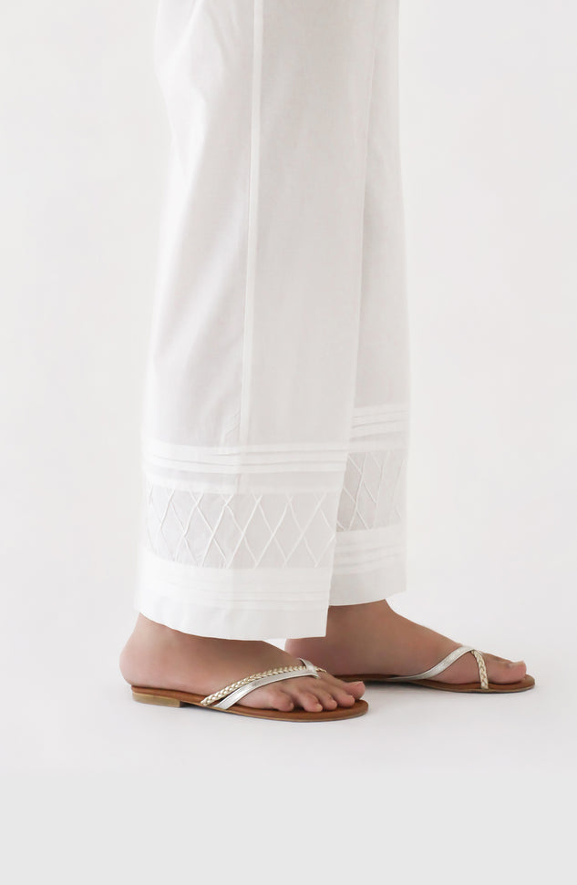 NRP-121/S WHITE CAMBRIC SCPANTS STITCHED BOTTOMS PANTS
