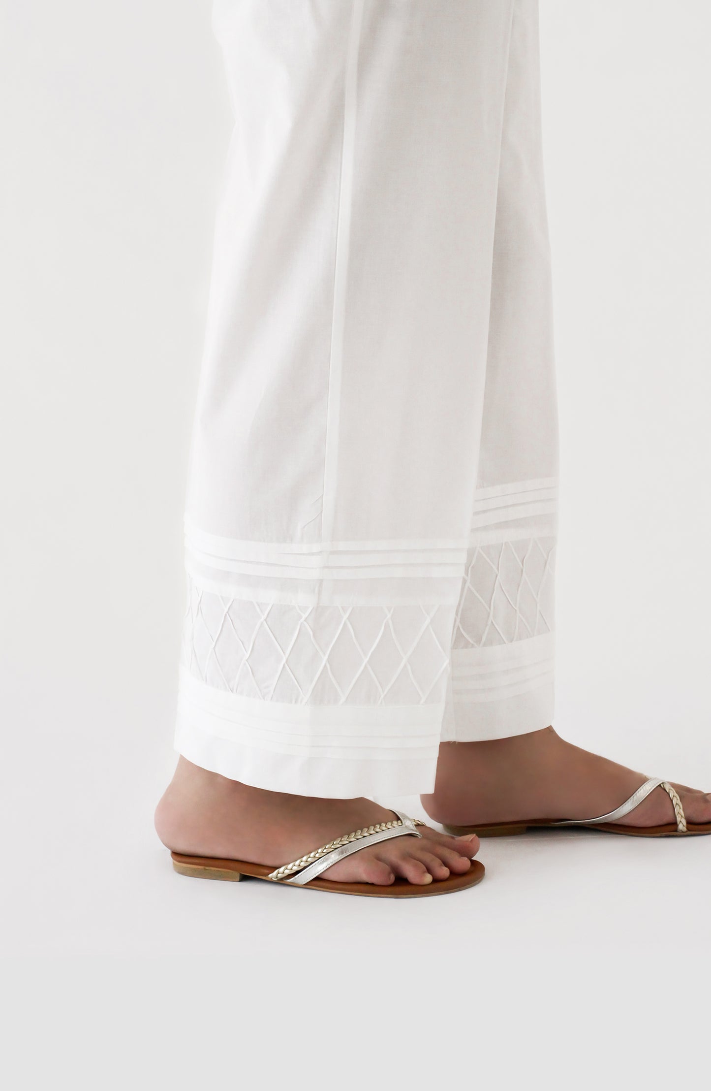 NRP-121/S WHITE CAMBRIC SCPANTS STITCHED BOTTOMS PANTS
