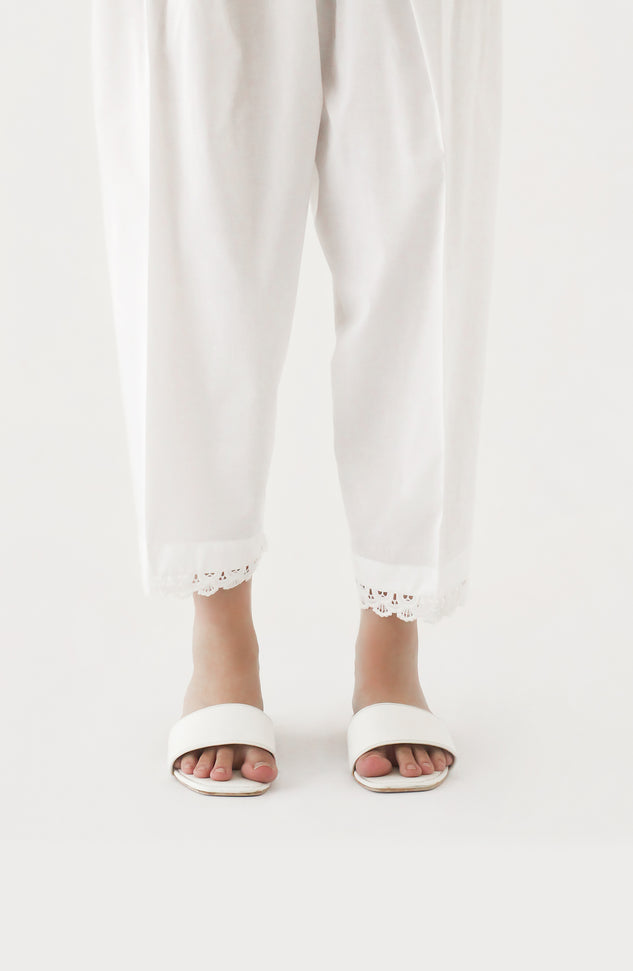 NRP-126/S WHITE CAMBRIC SCSHALWAR STITCHED BOTTOMS SHALWAR