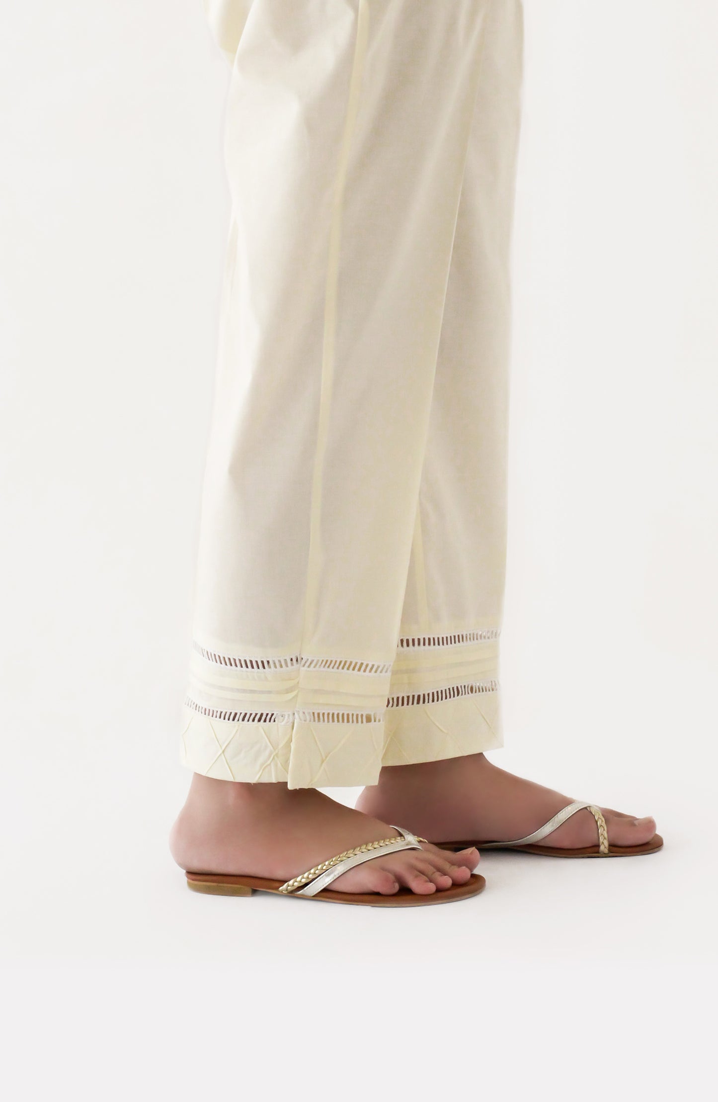NRP-123/S CREAM CAMBRIC SCPANTS STITCHED BOTTOMS PANTS