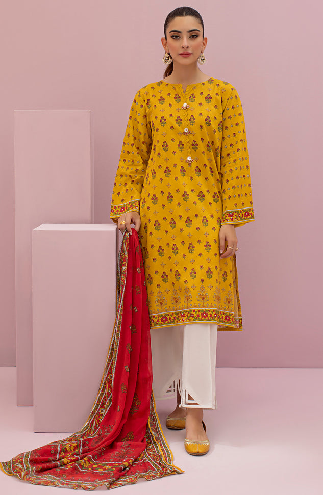 NRDS-22-043/U YELLOW LAWN  UNSTITCHED SHIRT DUPATTA