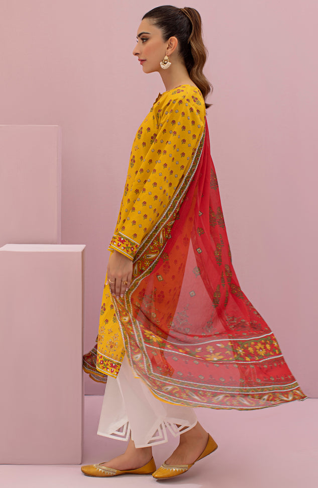 NRDS-22-043/U YELLOW LAWN  UNSTITCHED SHIRT DUPATTA