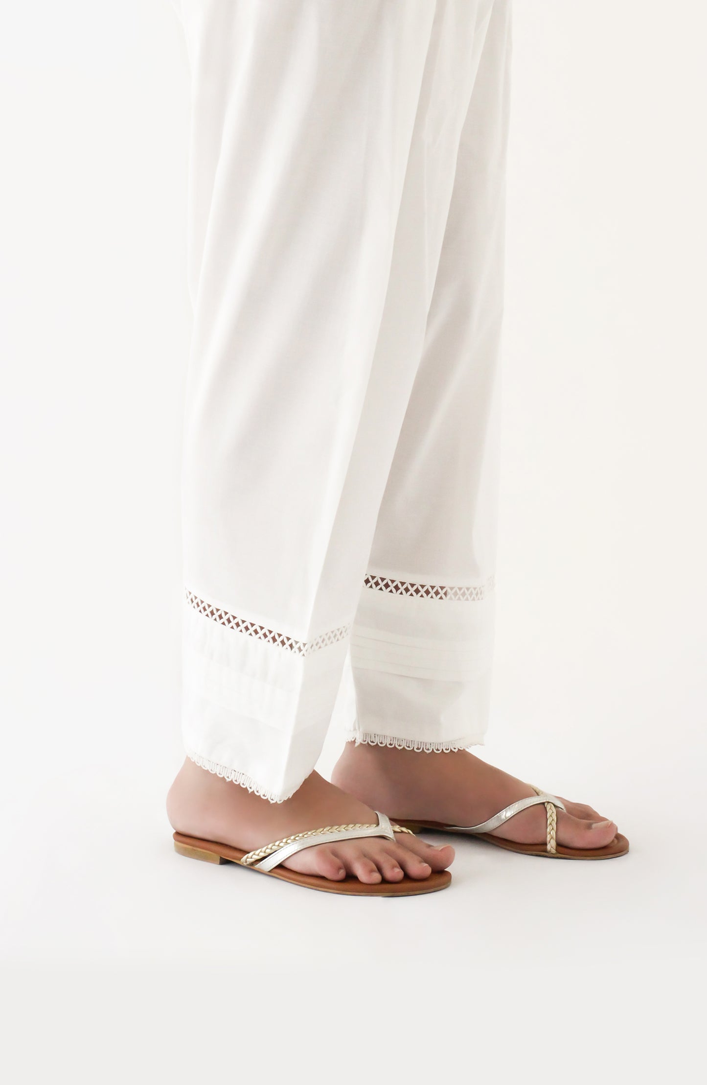 NRP-127/S WHITE CAMBRIC SCSHALWAR STITCHED BOTTOMS SHALWAR