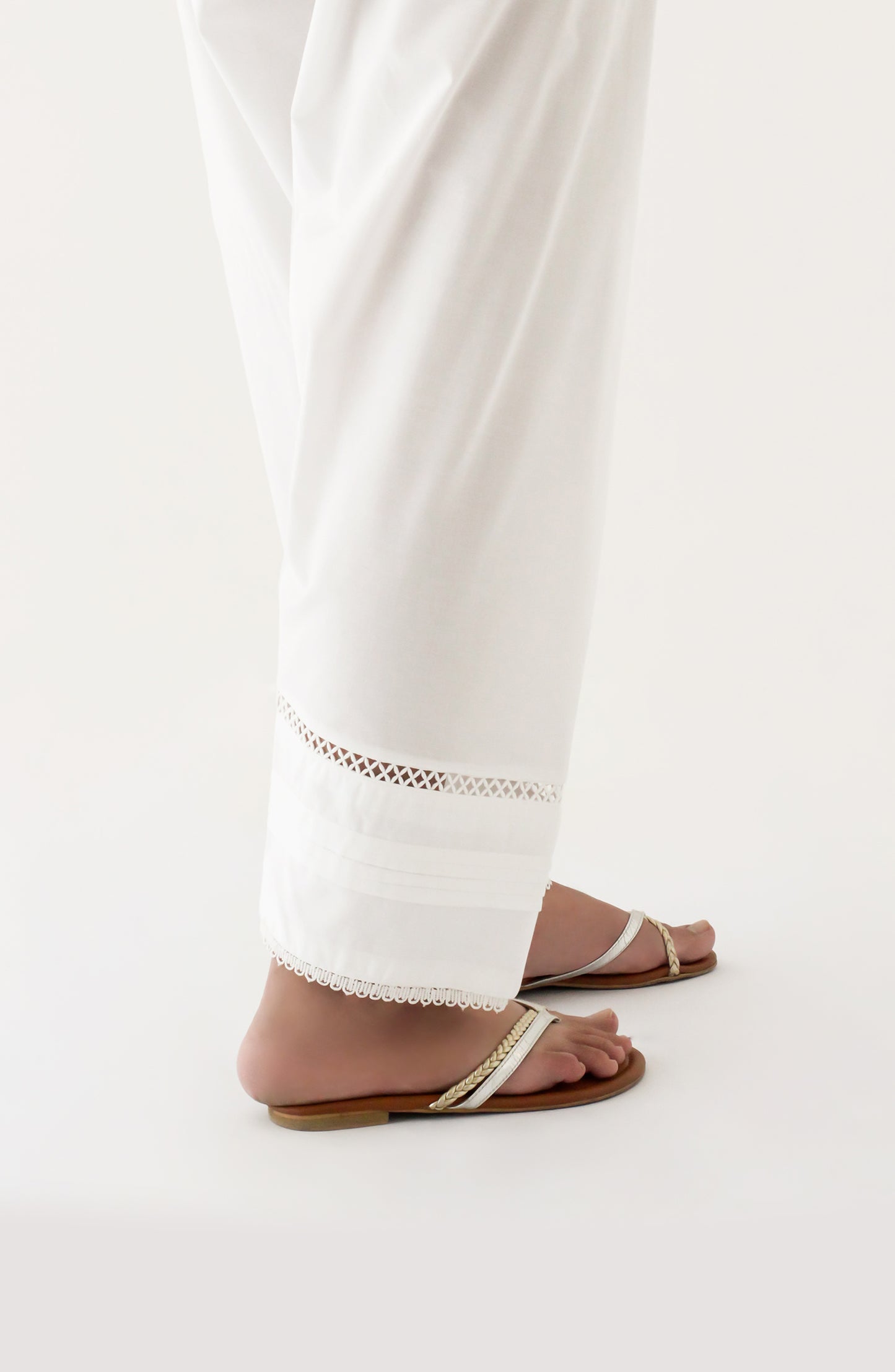 NRP-127/S WHITE CAMBRIC SCSHALWAR STITCHED BOTTOMS SHALWAR