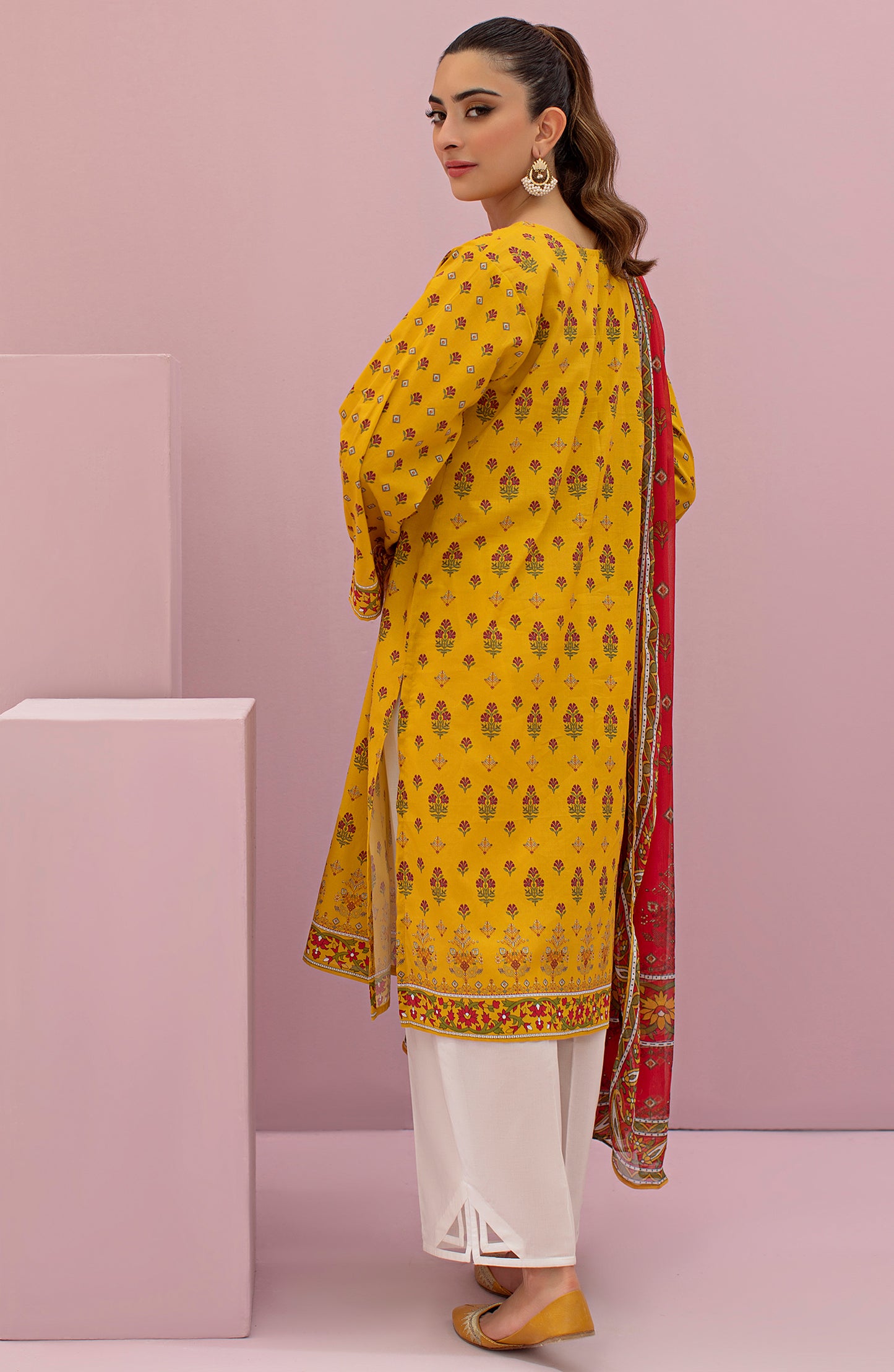 NRDS-22-043/U YELLOW LAWN  UNSTITCHED SHIRT DUPATTA