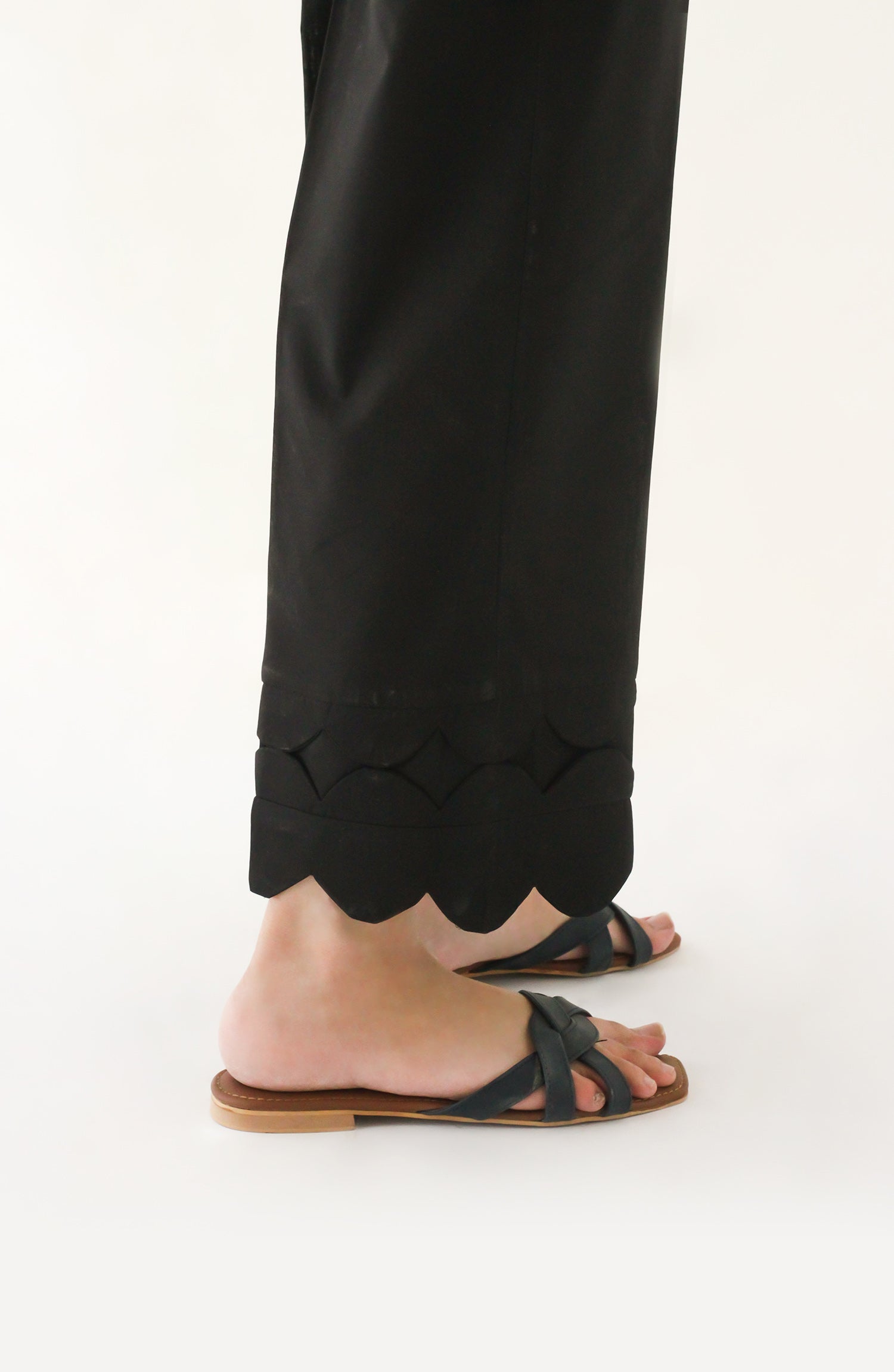 NRP-119/S BLACK CAMBRIC SCPANTS STITCHED BOTTOMS PANTS