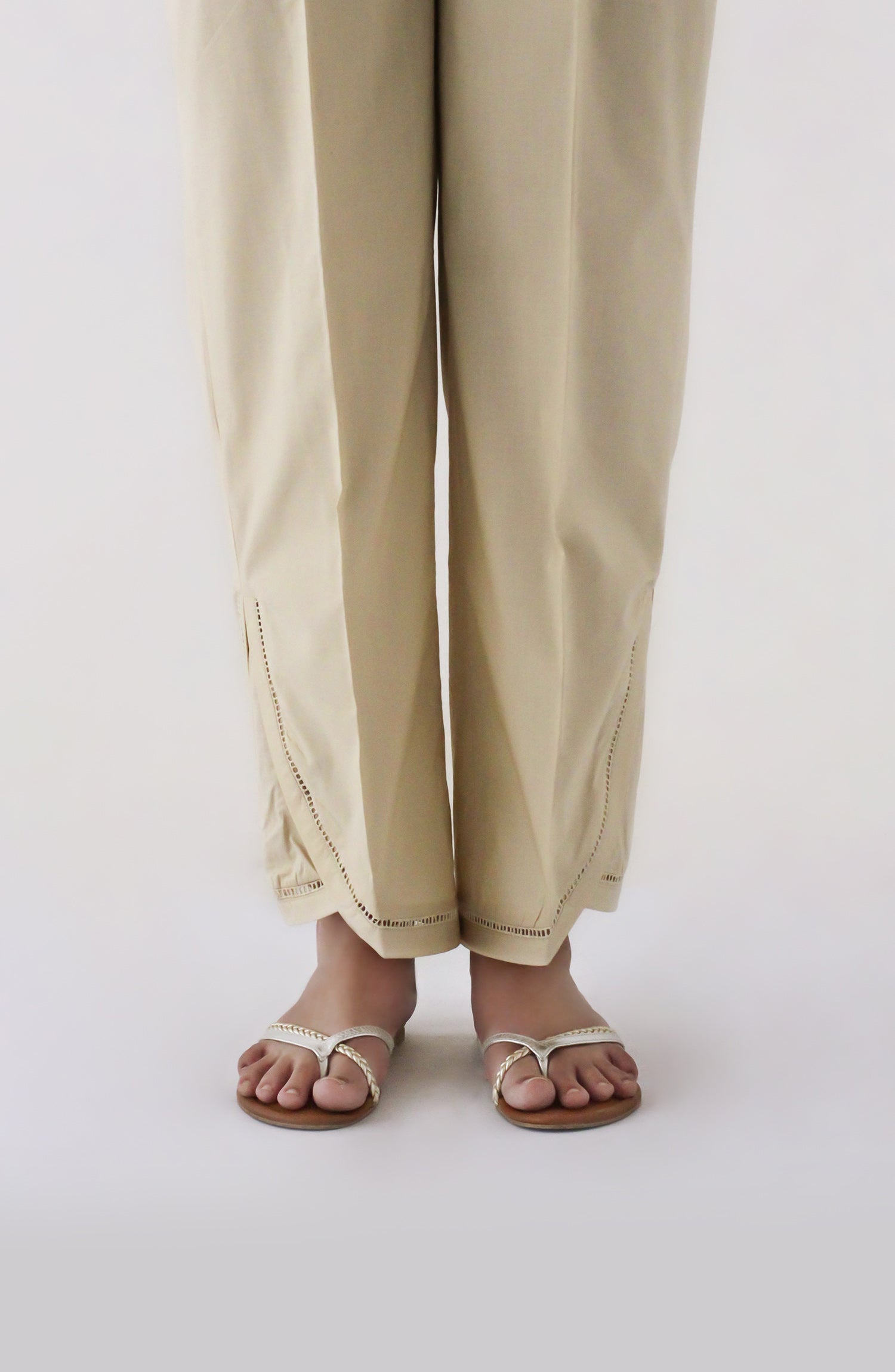 NRP-120/S BEIGE CAMBRIC SCPANTS STITCHED BOTTOMS PANTS