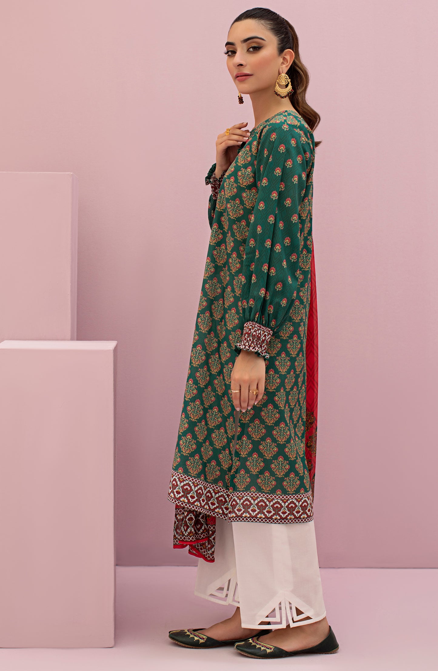 NRDS-22-040/U GREEN LAWN  UNSTITCHED SHIRT DUPATTA