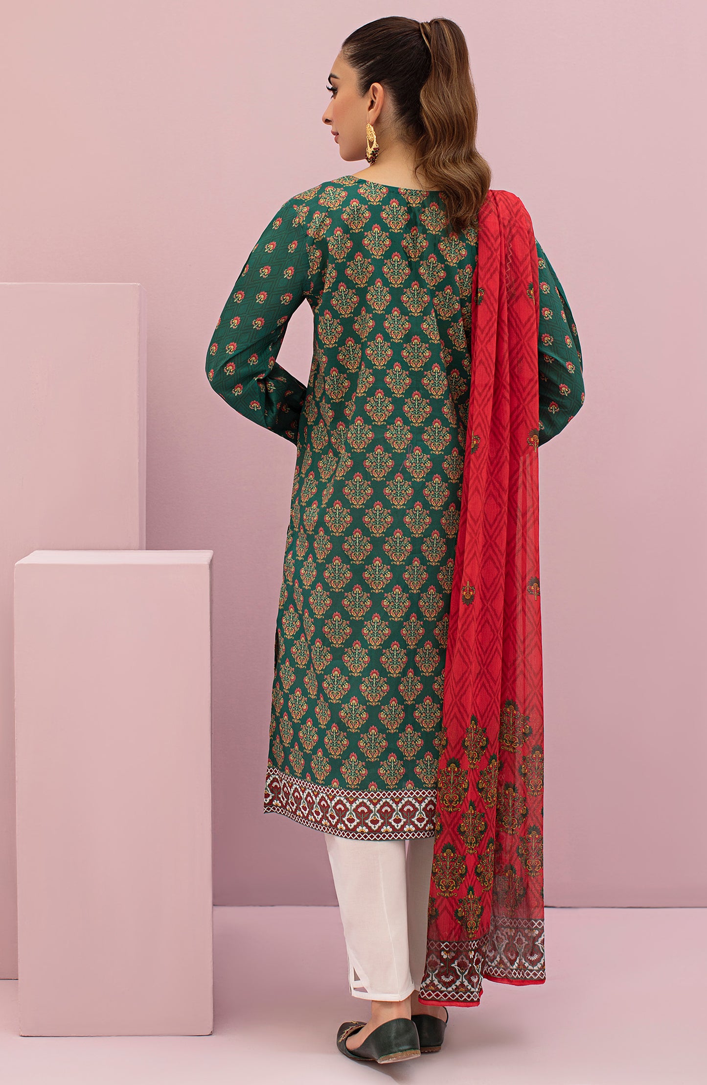 NRDS-22-040/U GREEN LAWN  UNSTITCHED SHIRT DUPATTA