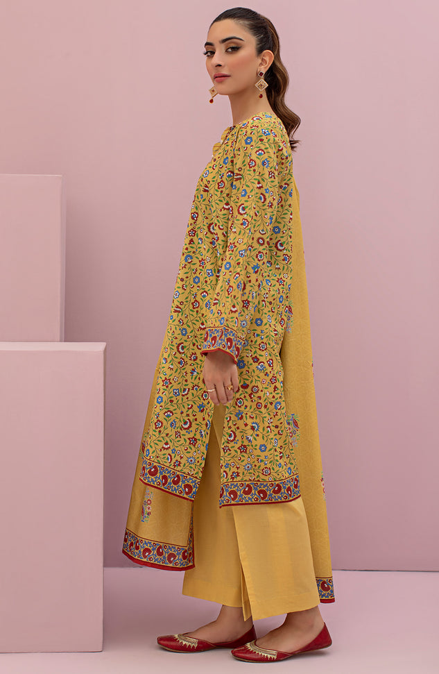 OTL-22-122/U YELLOW LAWN  UNSTITCHED SHIRT DUPATTA PANTS