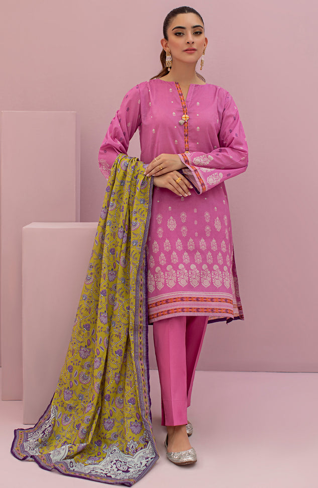 OTL-22-123/U PINK LAWN  UNSTITCHED SHIRT DUPATTA PANTS