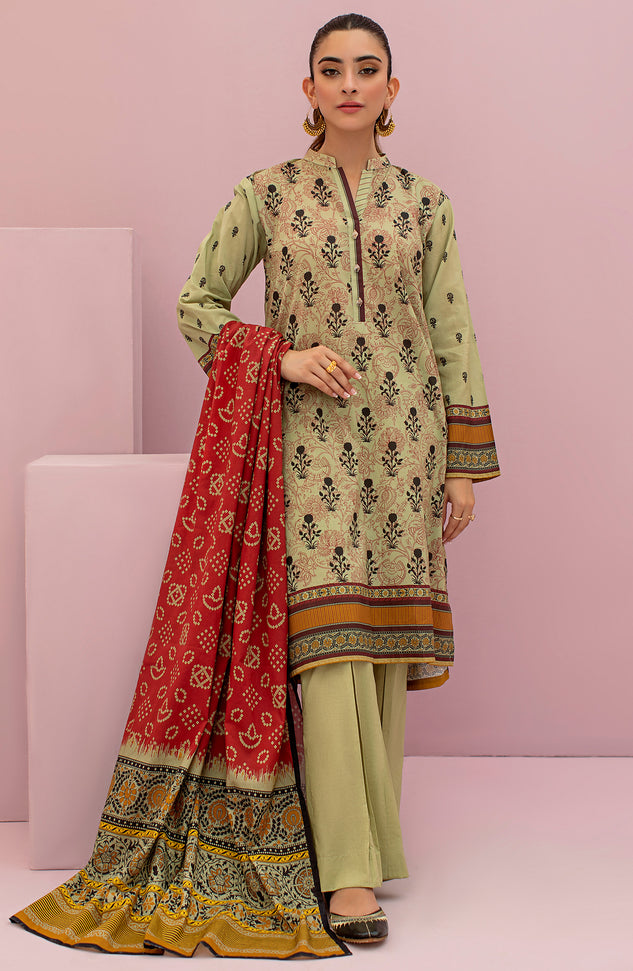 OTL-22-112/U BEIGE LAWN  UNSTITCHED SHIRT DUPATTA PANTS