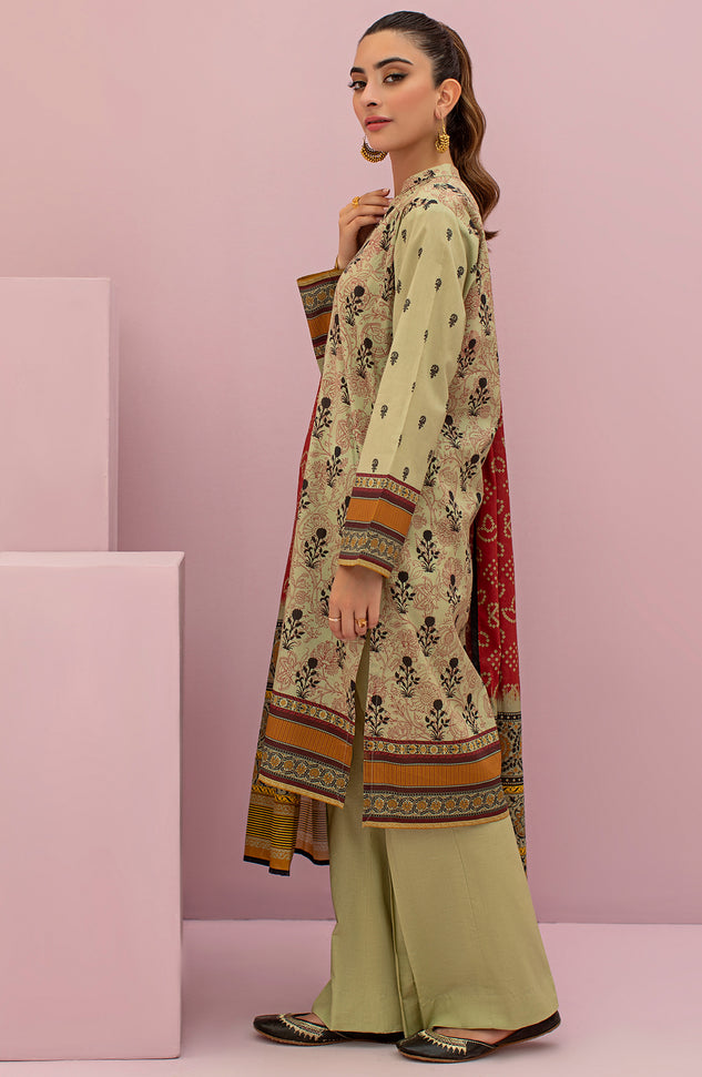 OTL-22-112/U BEIGE LAWN  UNSTITCHED SHIRT DUPATTA PANTS