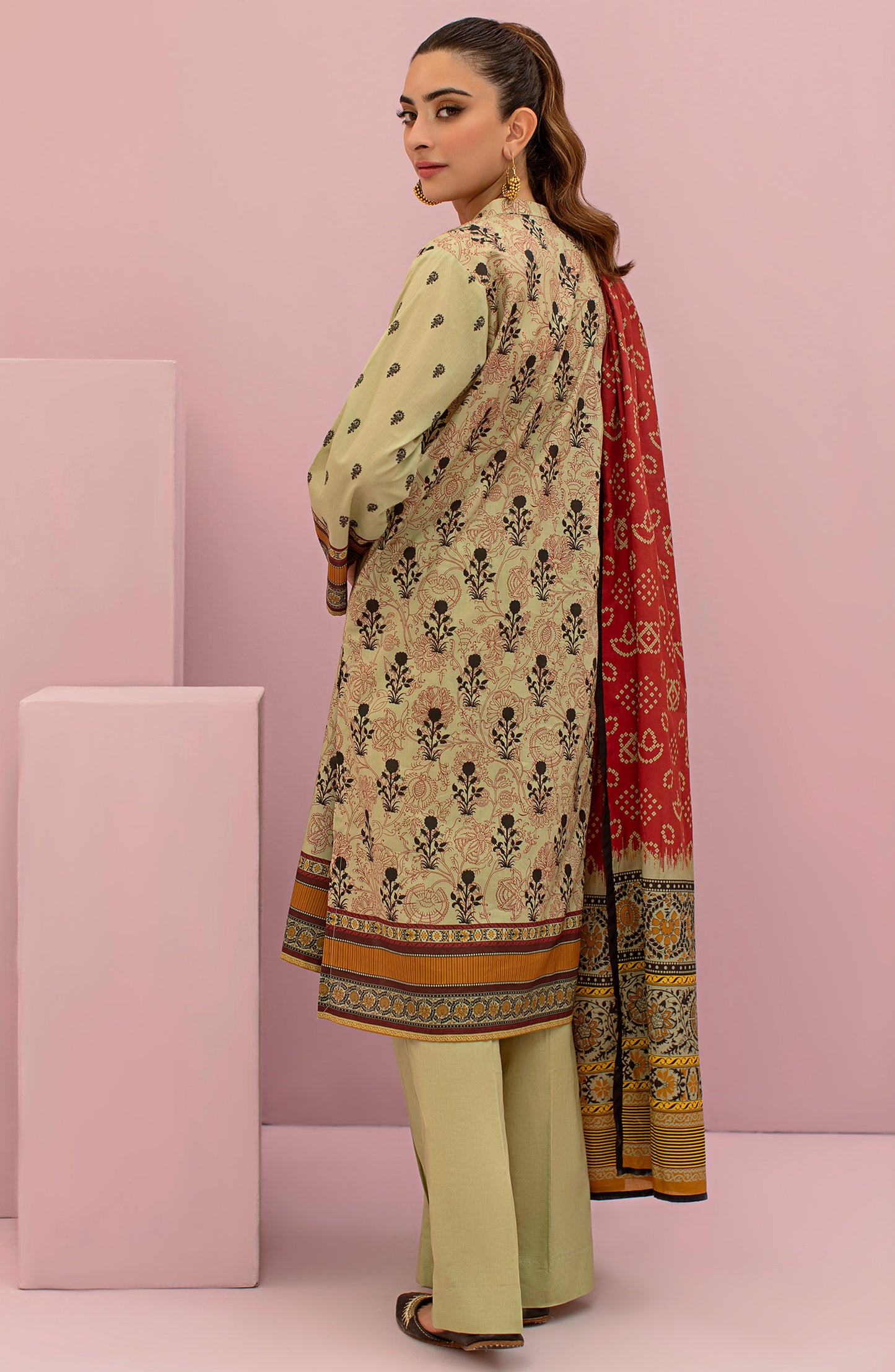 OTL-22-112/U BEIGE LAWN  UNSTITCHED SHIRT DUPATTA PANTS