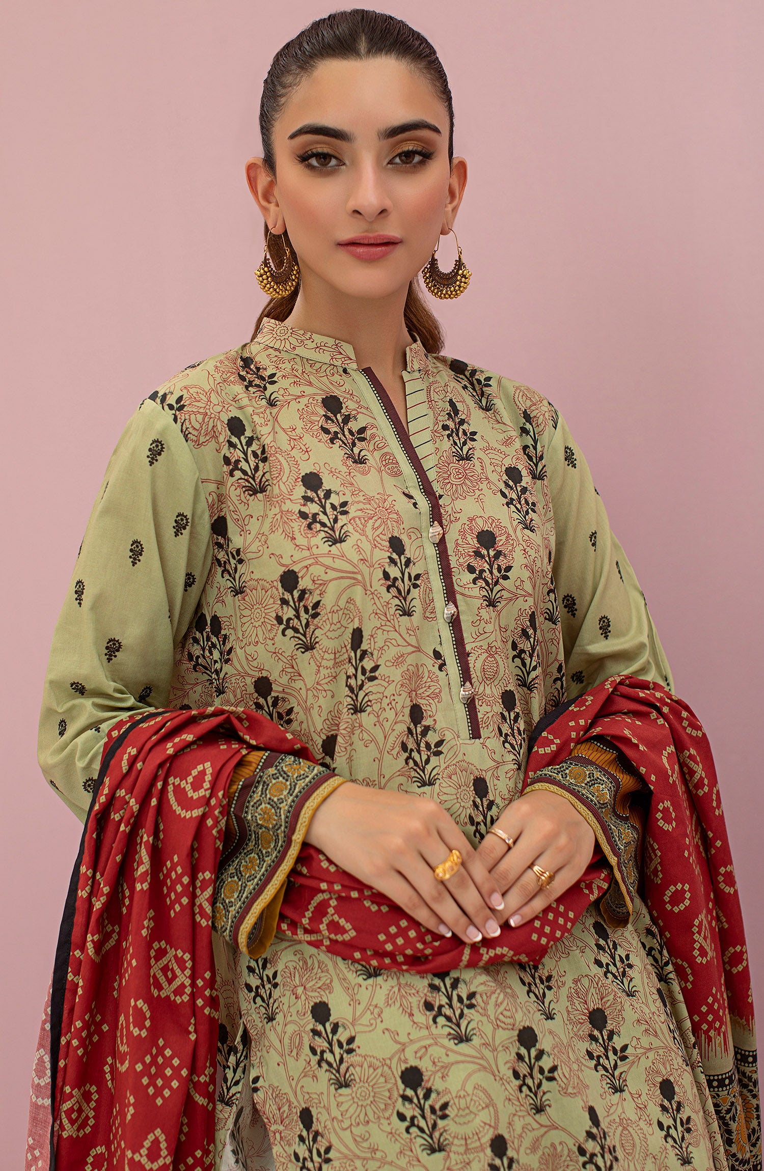 OTL-22-112/U BEIGE LAWN  UNSTITCHED SHIRT DUPATTA PANTS