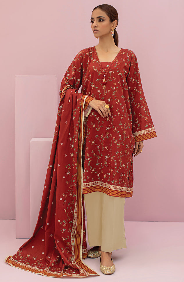 OTL-22-118/U MAROON LAWN UNSTITCHED SHIRT DUPATTA PANTS
