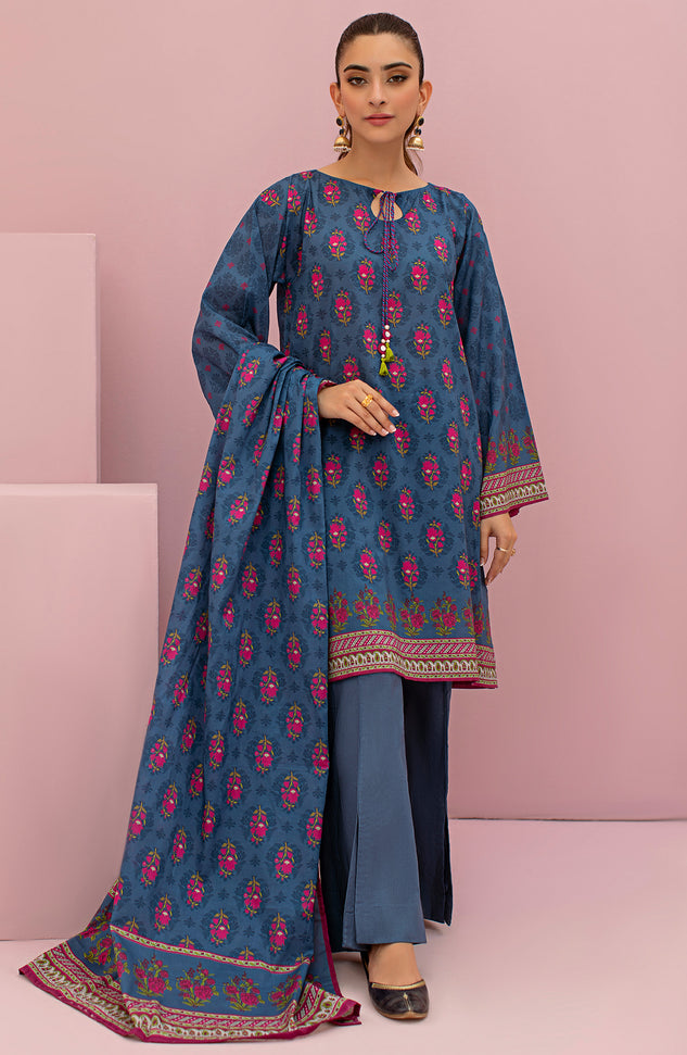 OTL-22-113/U BLUE LAWN  UNSTITCHED SHIRT DUPATTA PANTS