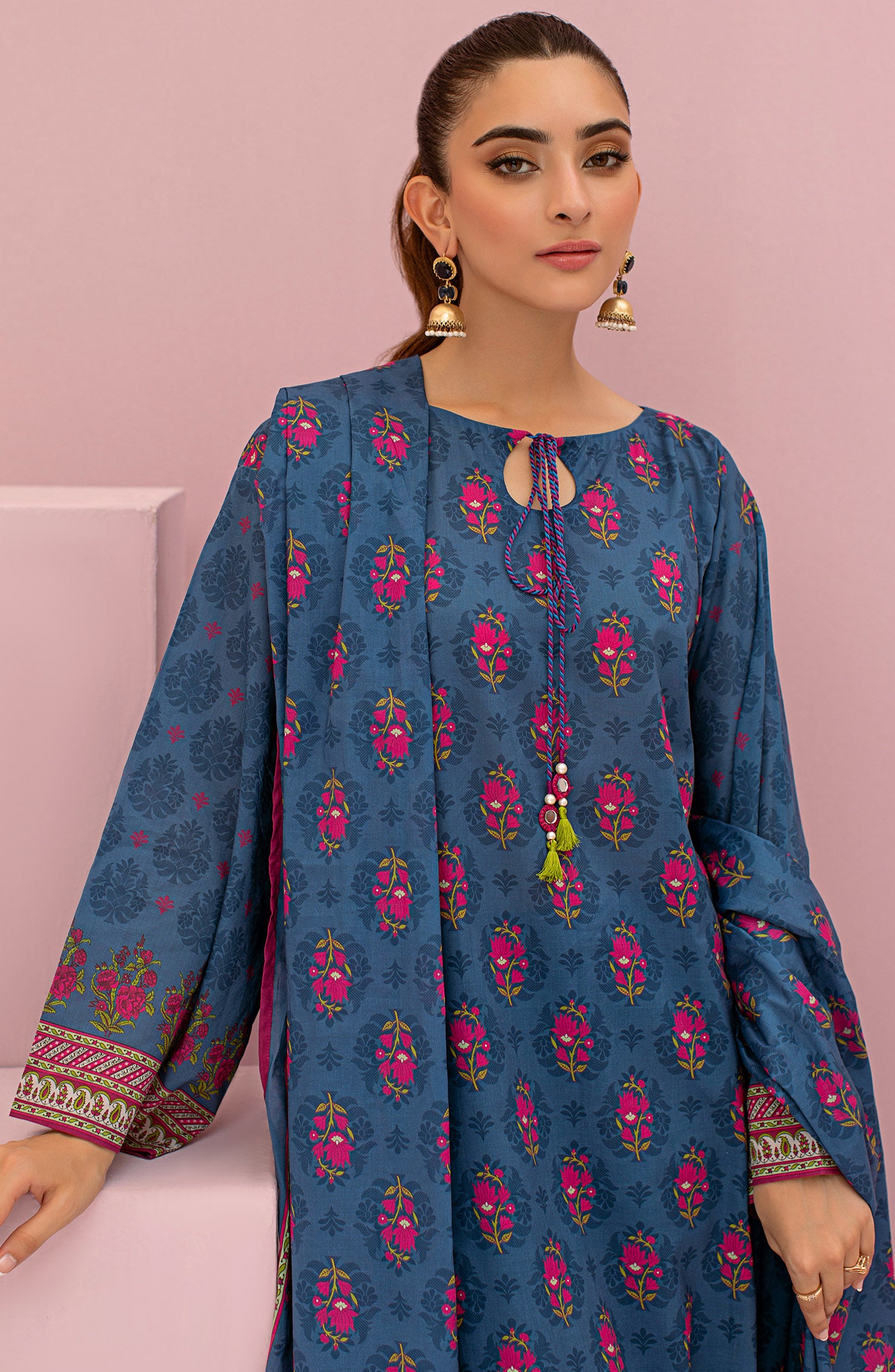 OTL-22-113/U BLUE LAWN  UNSTITCHED SHIRT DUPATTA PANTS