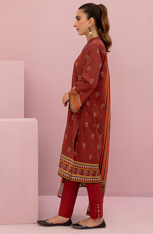 OTL-22-110/U MAROON LAWN  UNSTITCHED SHIRT DUPATTA PANTS
