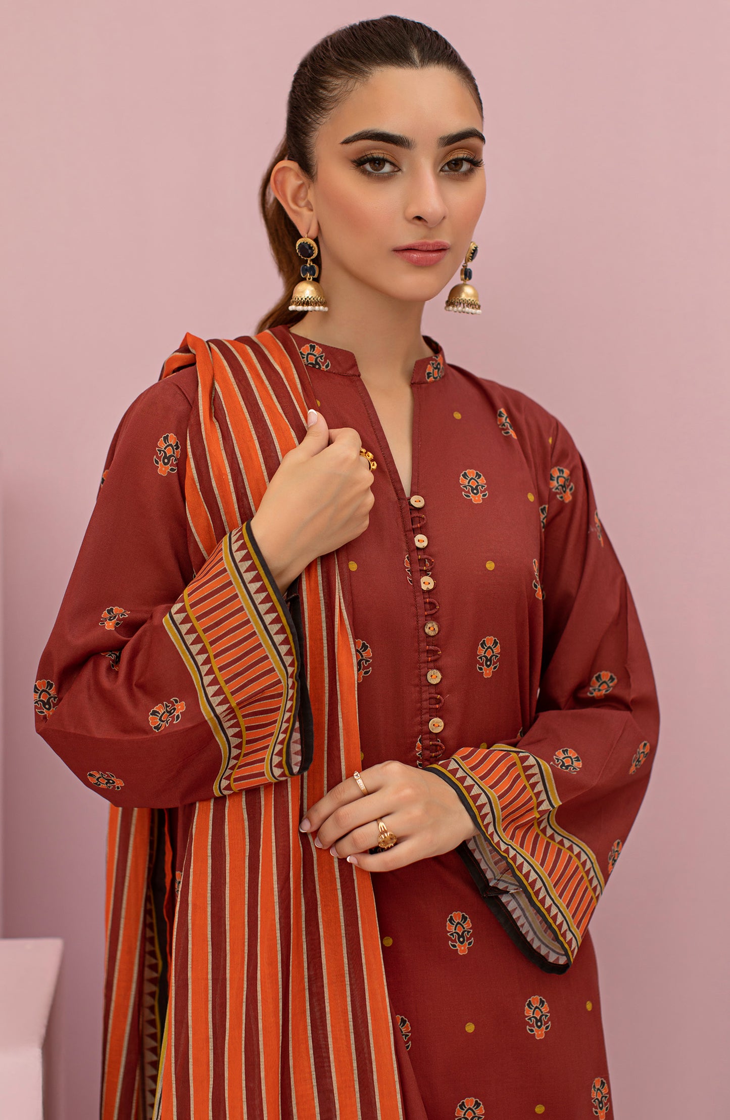 OTL-22-110/U MAROON LAWN  UNSTITCHED SHIRT DUPATTA PANTS