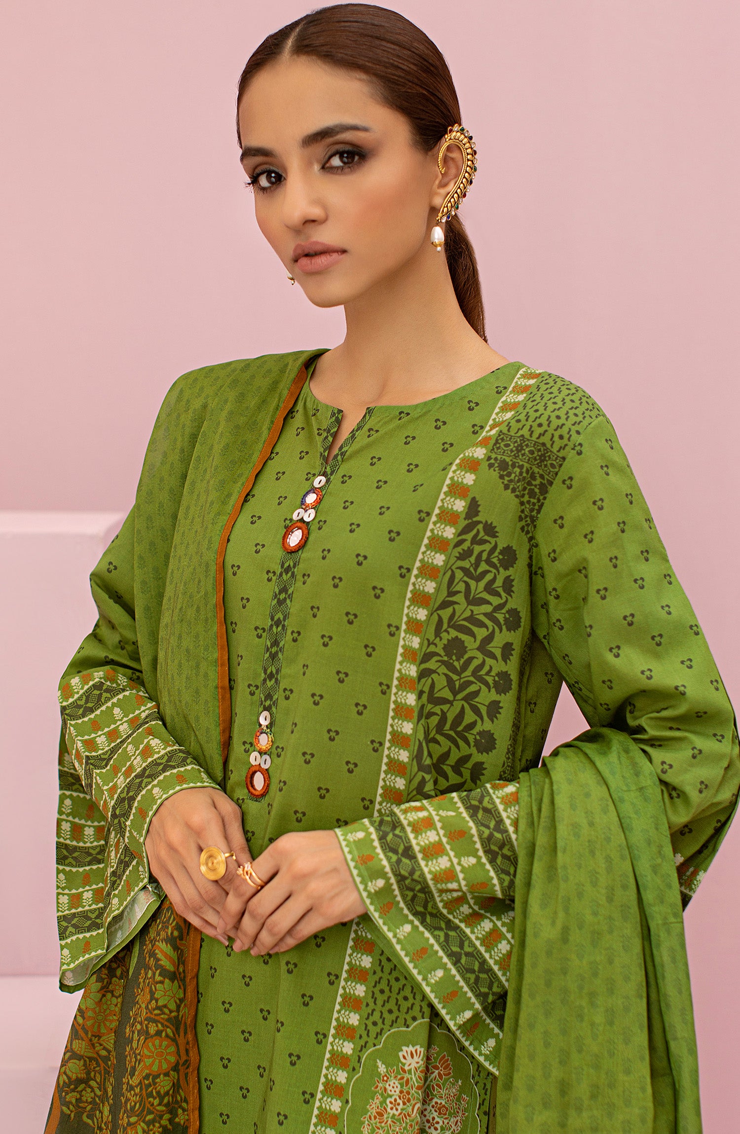 OTL-22-099/U GREEN LAWN  UNSTITCHED SHIRT DUPATTA PANTS