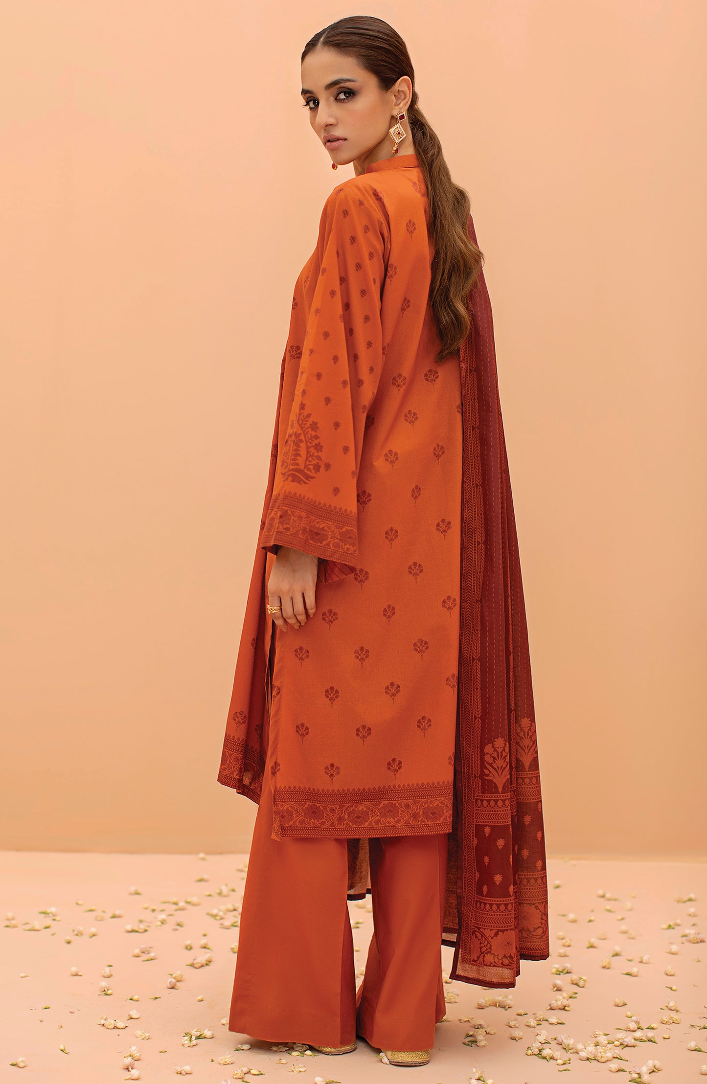 OTL-22-072/S RUST CAMBRIC  READY TO WEAR SHIRT DUPATTA PANTS