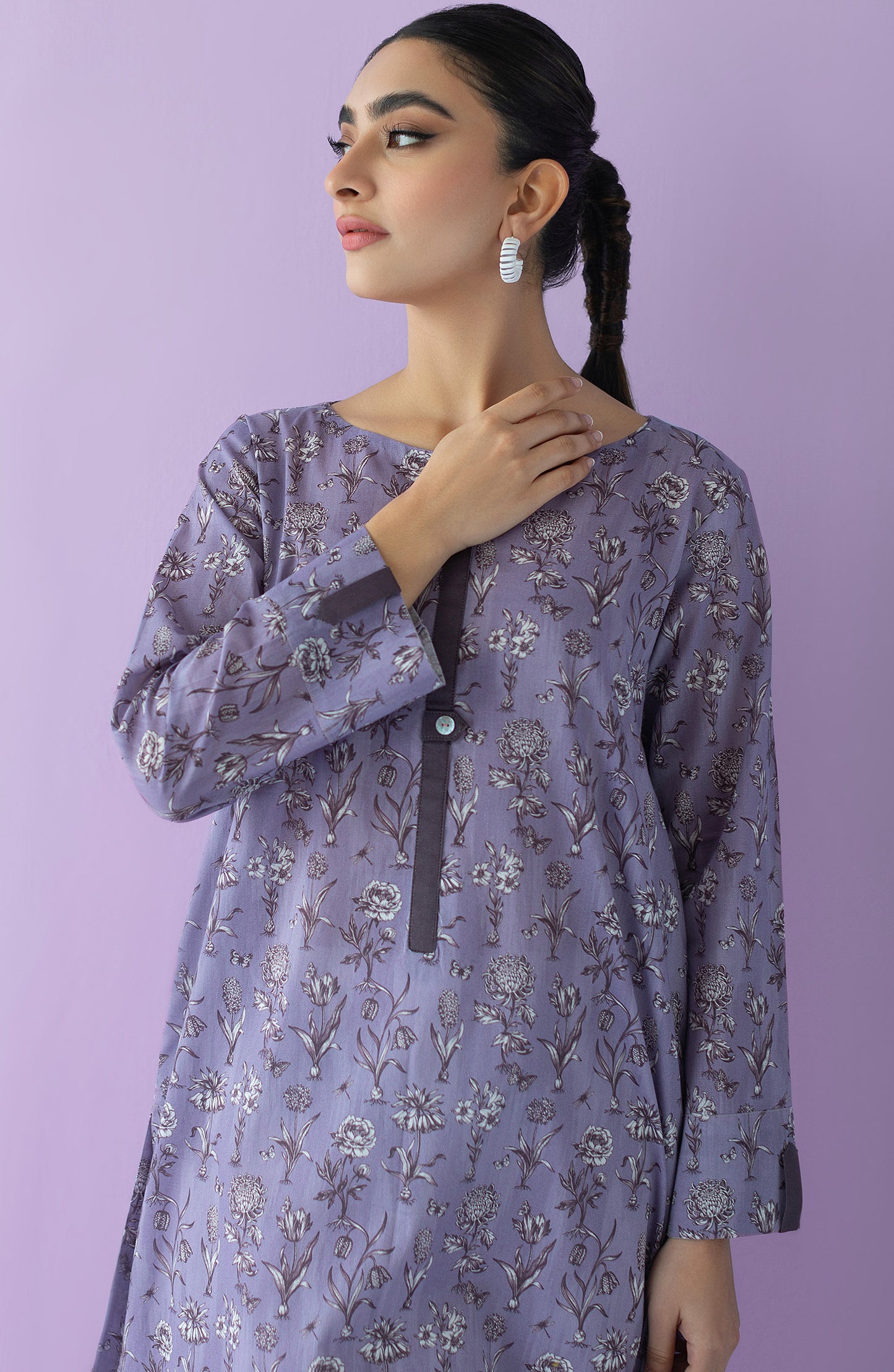 HCS-23-020/S LILAC LAWN SCSHIRT READY TO WEAR SHIRT