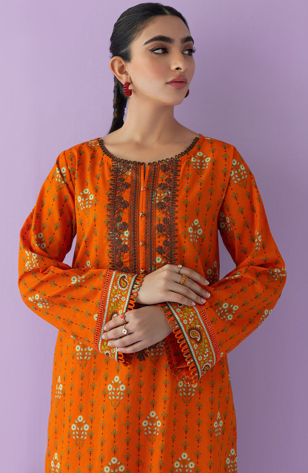 HCS-23-003/S ORANGE LAWN SCSHIRT READY TO WEAR SHIRT