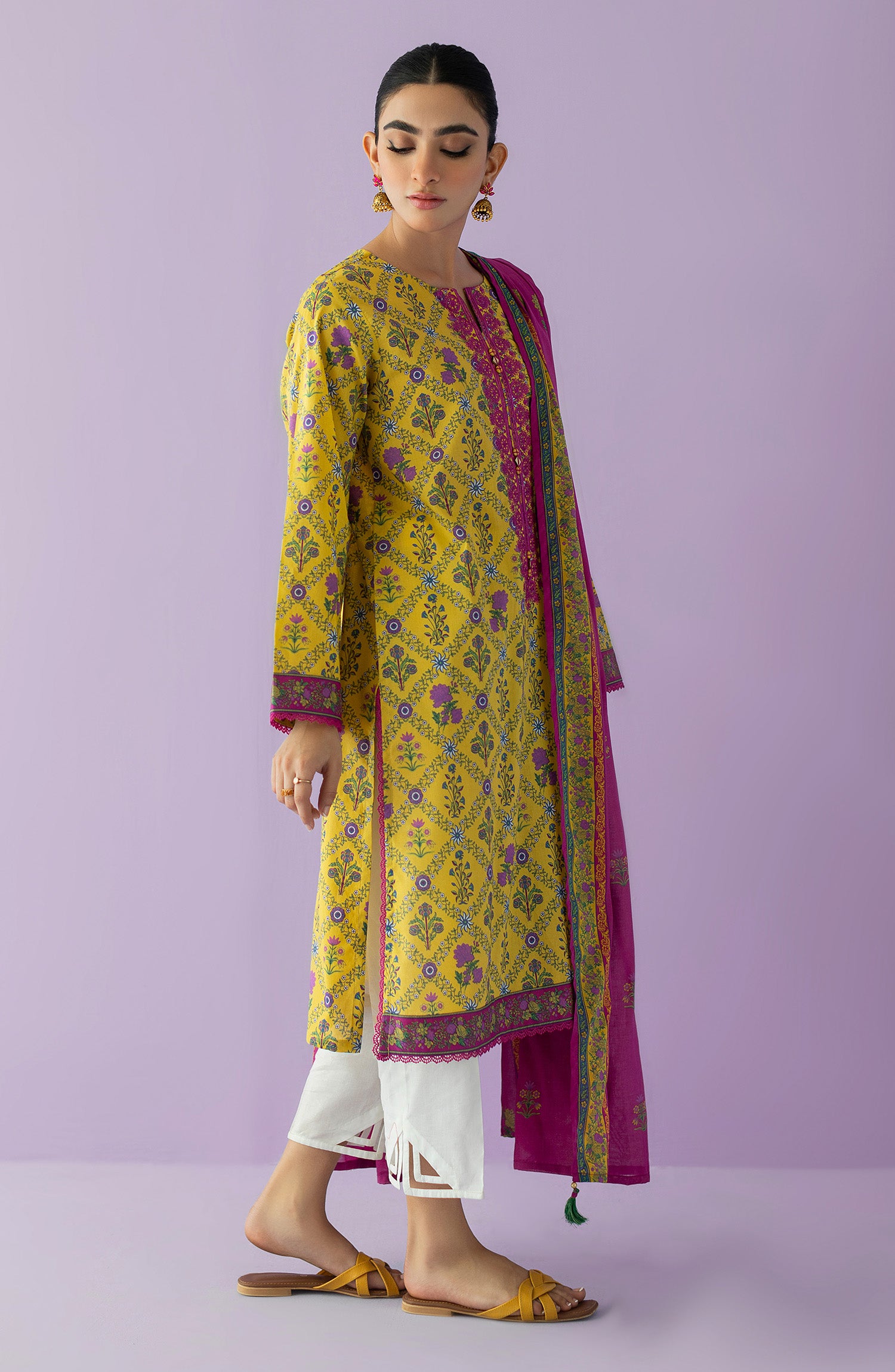 NRDS-23-013/U YELLOW LAWN  UNSTITCHED SHIRT DUPATTA