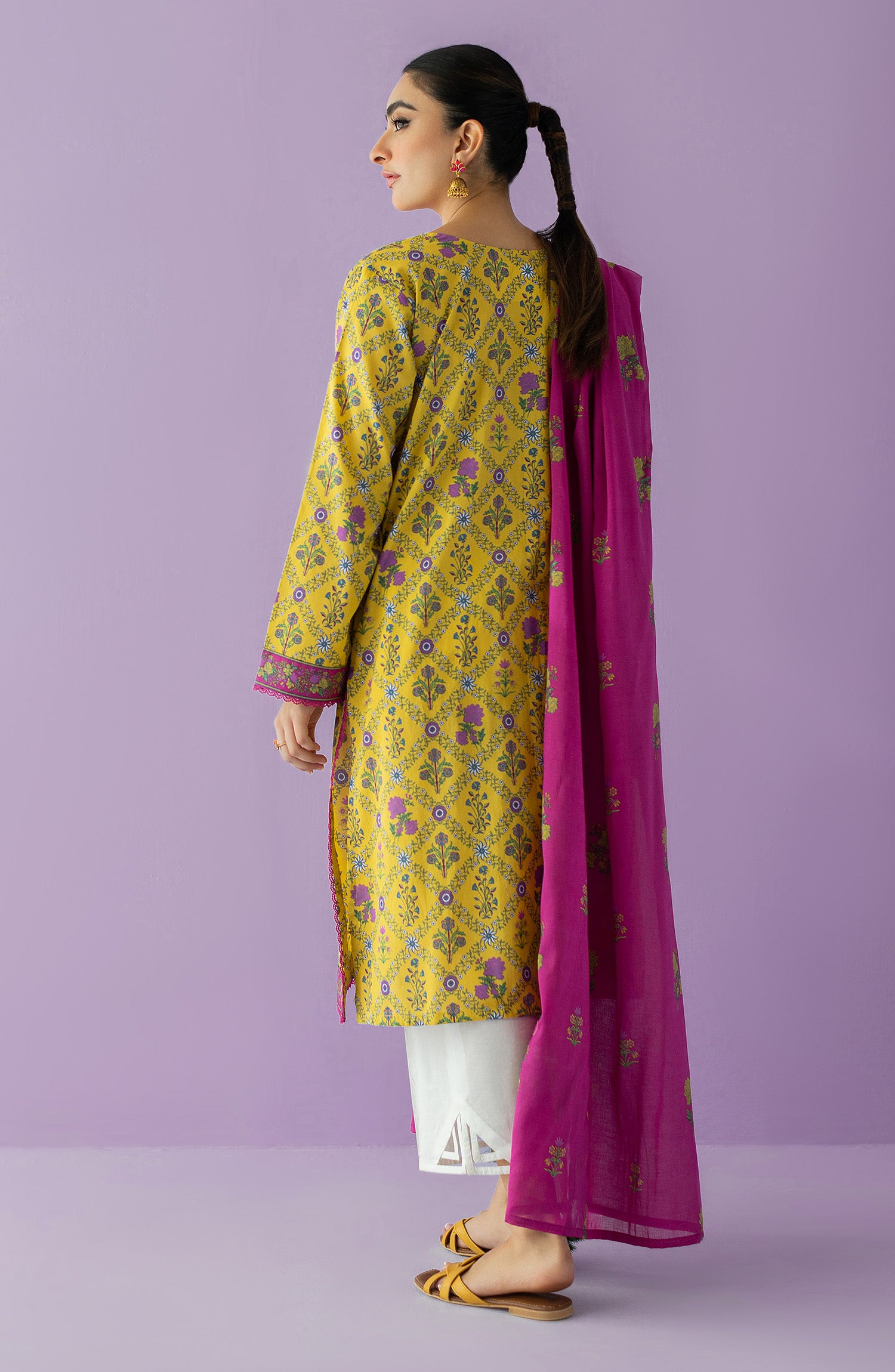 NRDS-23-013/U YELLOW LAWN  UNSTITCHED SHIRT DUPATTA
