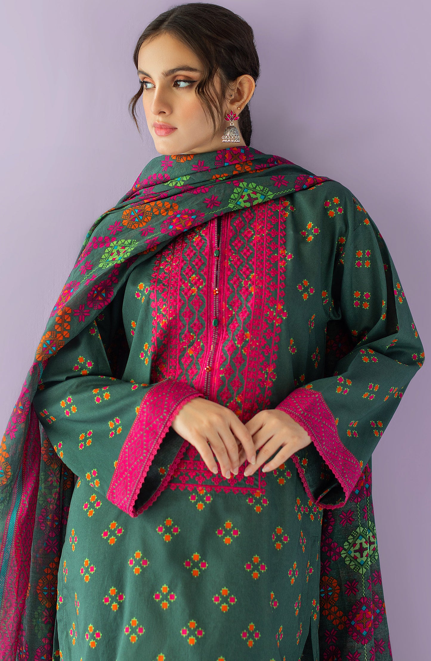 NRDS-23-011/S GREEN LAWN  READY TO WEAR SHIRT DUPATTA