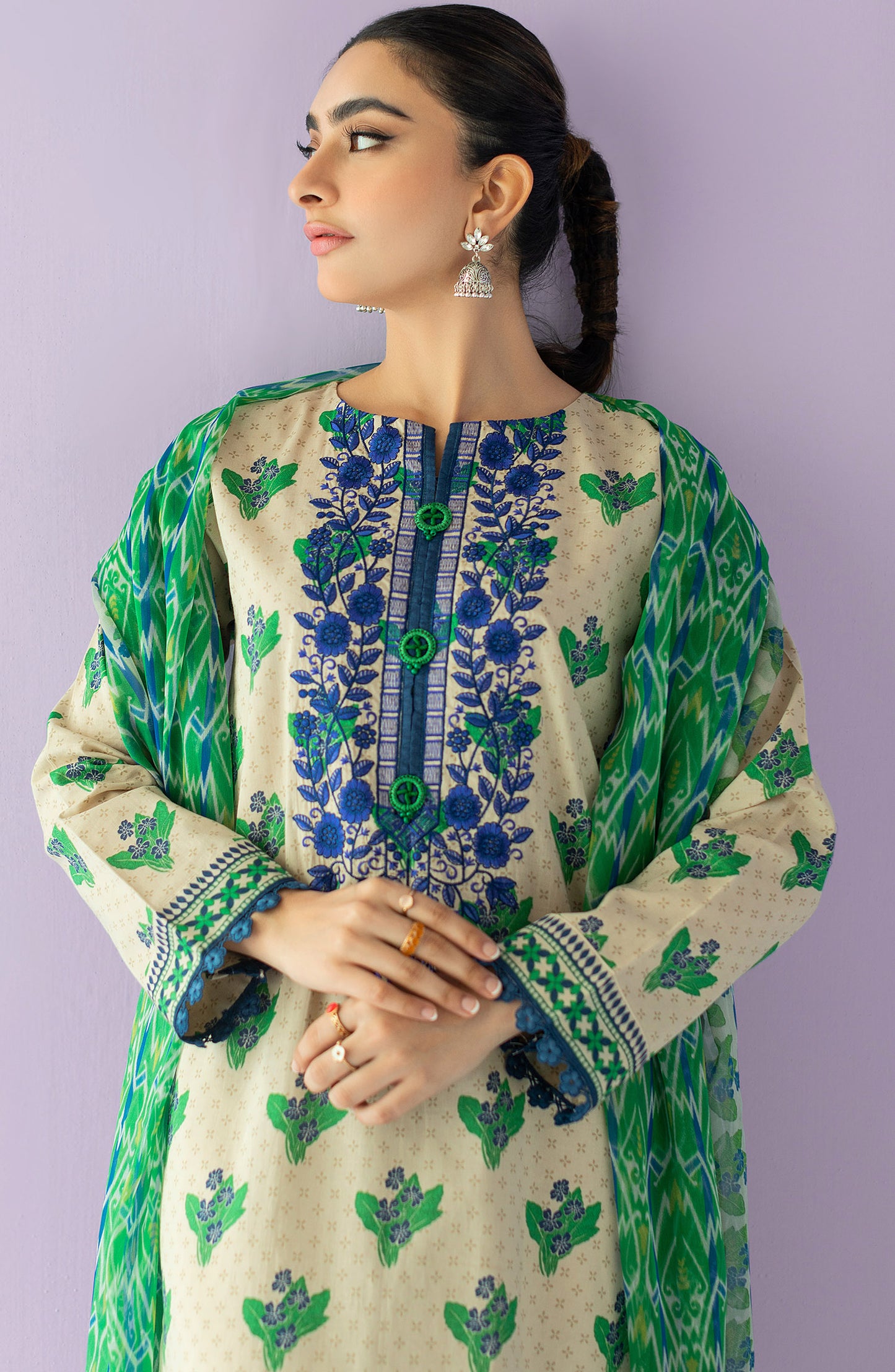 NRDS-23-020/S BEIGE LAWN  READY TO WEAR SHIRT DUPATTA
