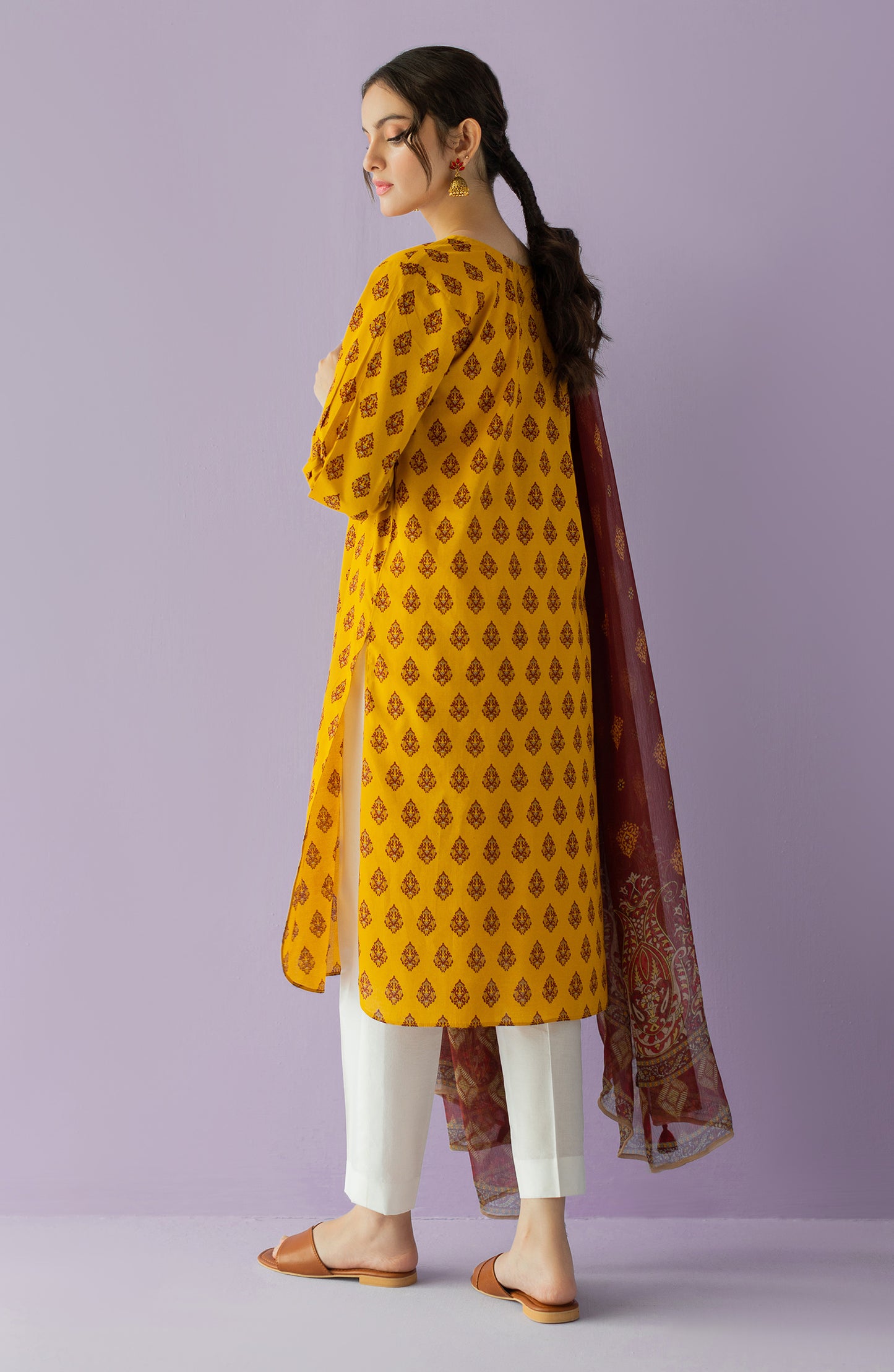 NRDS-23-057/U MUSTARD LAWN  UNSTITCHED SHIRT DUPATTA