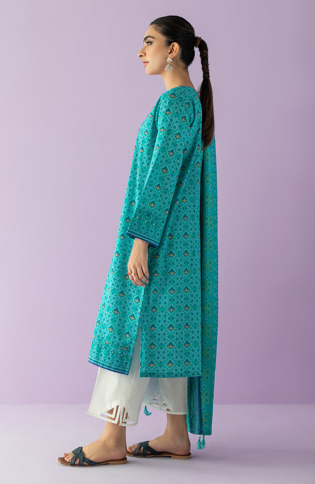 NRDS-23-009/U TURQUOISE LAWN  UNSTITCHED SHIRT DUPATTA
